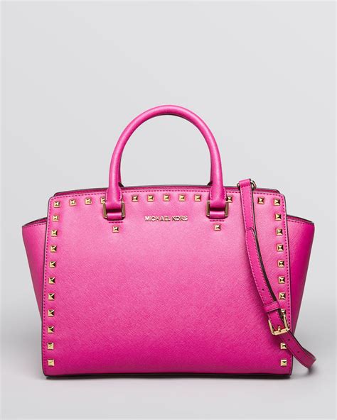 michael kors pink and black selma bag|Michael Kors selma studded.